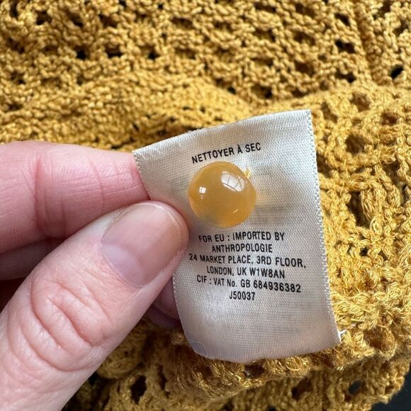 Anthropologie Angel of the North Womens Senoia Boho Sweater Mustard Crochet XS - Picture 12 of 14